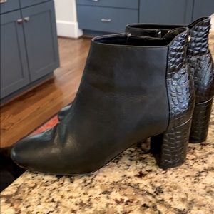 Block leather Cole Haan booties.